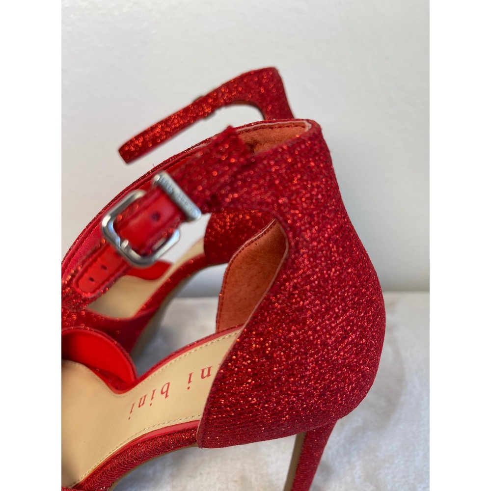 Gianni Bini Red Glitter Platform Heels Ankle Strap Sandals Womens 7.5 M - Picture 12 of 15